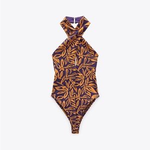 NWT• ZARA• Women’s Twist Halter Neck Bodysuit Size Small